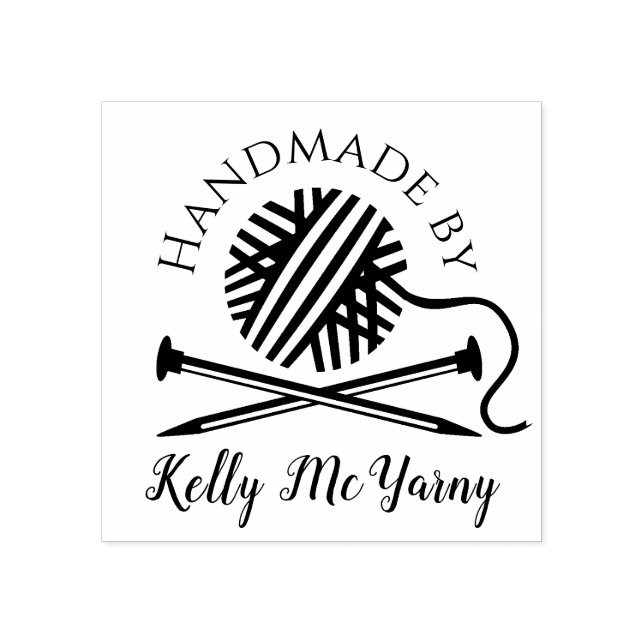 yarn knitting needles handmade with love stamp (Imprint)