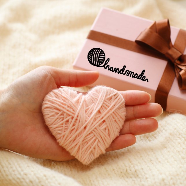 Yarn & needle crotchet Handmade Personalized Self-inking Stamp (yarn and needle stamp, crochet handmade stamp, personalized craft stamp, handmade by stamp, small bu)
