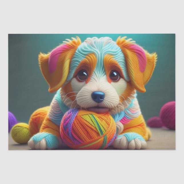 Yarn Puppy Colourful Doggy Made of Yarn Tissue Paper (Front)