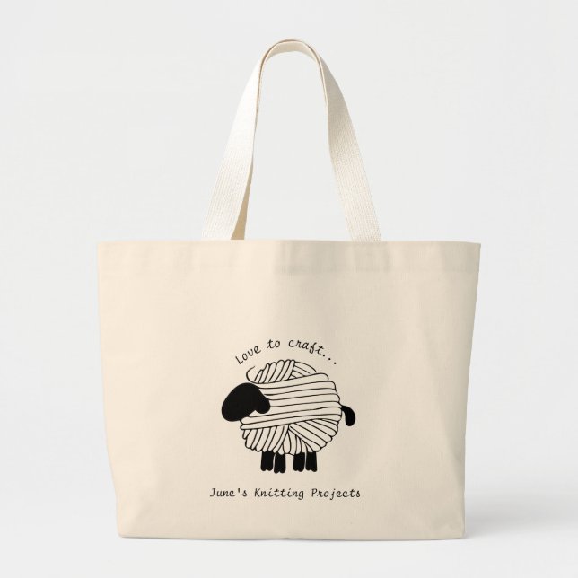 Yarn Sheep Knitting Project Tote Bag (Front)
