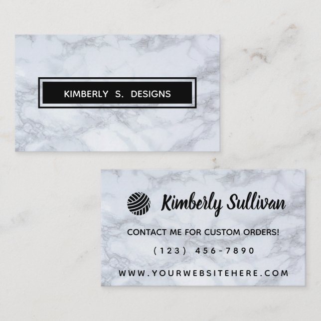 Yarn Shop • Handmade Crafts Marble Texture Business Card (Front/Back)