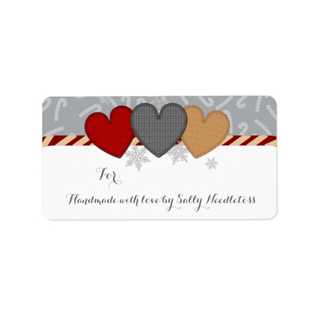 Yarn sweater hearts knitting crochet Christmas Label (Front)