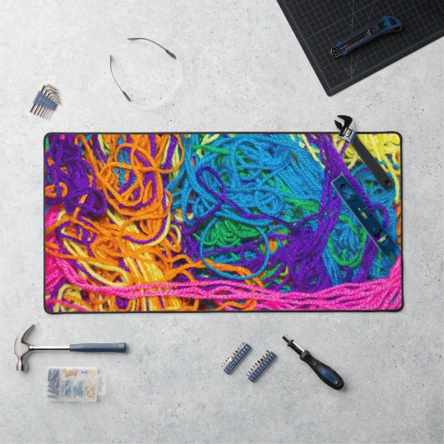 Yarn Tangles Colourful Crochet and Knitting Gift Desk Mat (Workstation)