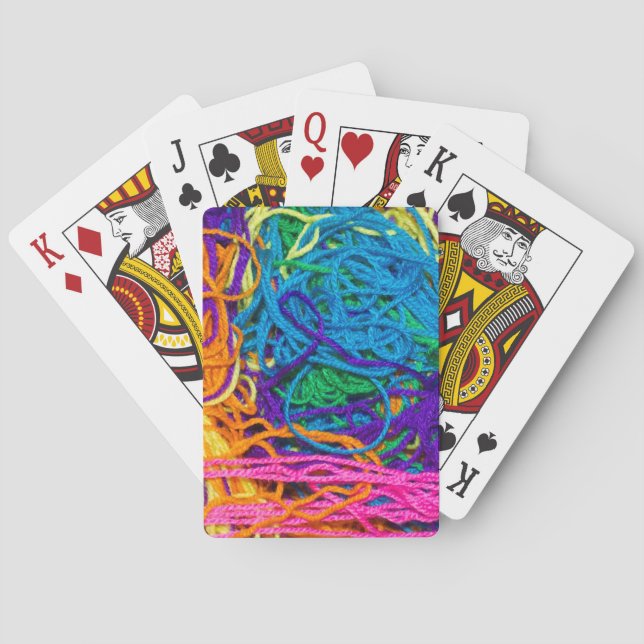 Yarn Tangles Crocheting and Knitting Photography Playing Cards (Back)