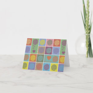 Yarn, Yarn, Yarn Block Patterned Note Card