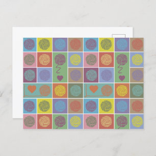 Yarn, Yarn, Yarn Block Patterned Postcard