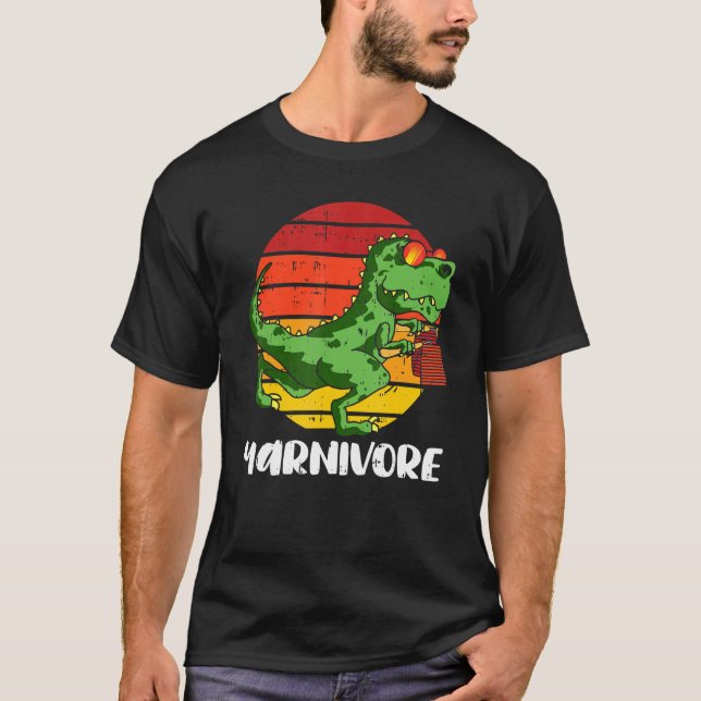 Yarnivore Crochet Dinosaur Knitting Dino Crochetin T-Shirt (Front)