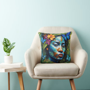 “Yarumi” Orchid Spirit - Women In Amazonia Throw Pillow
