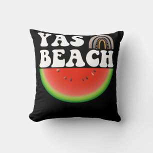 Yas Beach Watermelon Summer Vacation Beach Gift Throw Pillow