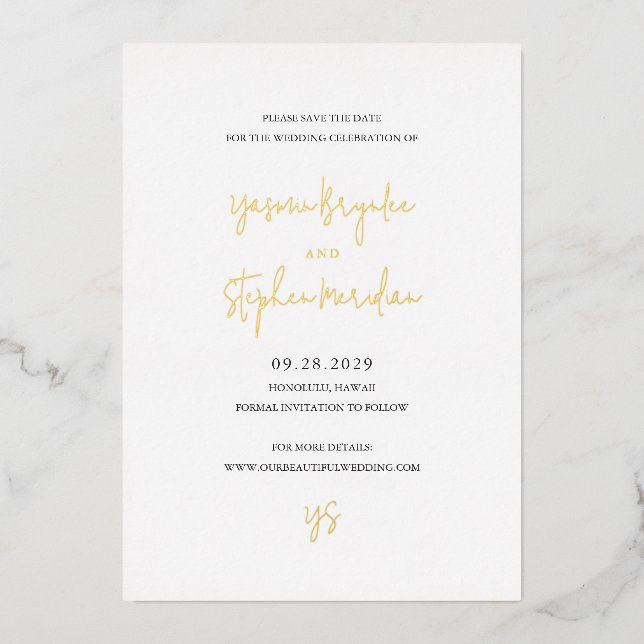 Yasmin Modern Elegant Wedding Save the Date (Front)