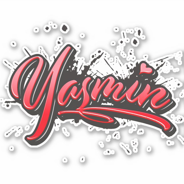 Yasmin red Heart Graffiti Sticker (Front)