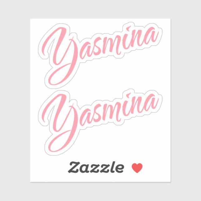 Yasmina name pink cursive x2 (Sheet)