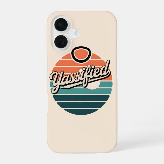 Yassified Retro Sunset iPhone 16 Case (Back)