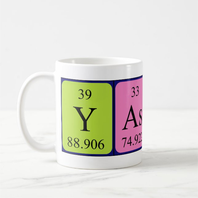 Yassir periodic table name mug (Left)
