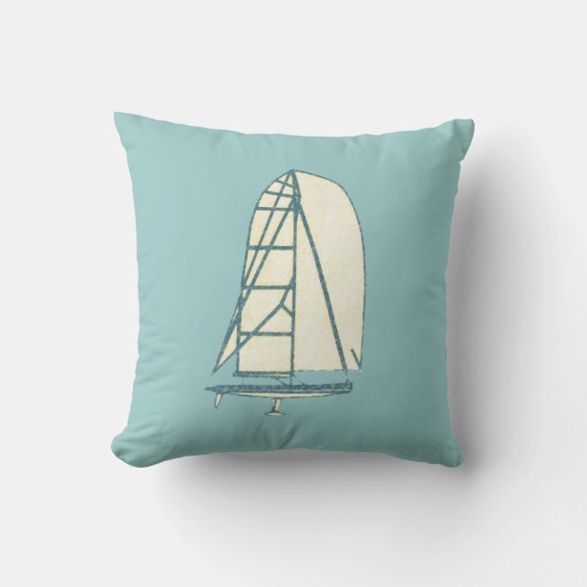 Yatching laser class beach house throw pillow (Front)
