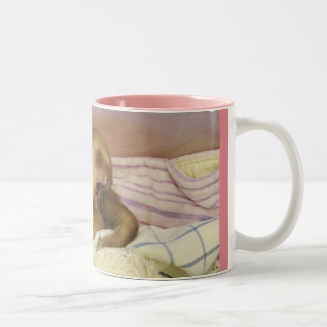 Yawning Baby Sloth Wake Up Two-Tone Coffee Mug (Right)