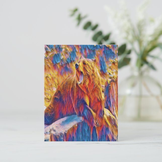 Yawning big bear postcard (Standing Front)