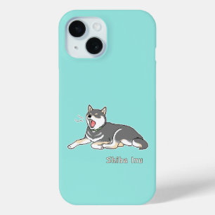 Yawning Black & Tan Shiba Inu Pixelart iPhone 15 Case