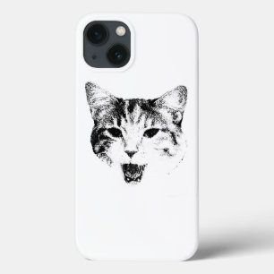 Yawning Cat Silhouette – Minimal Sass Edition iPhone 13 Case