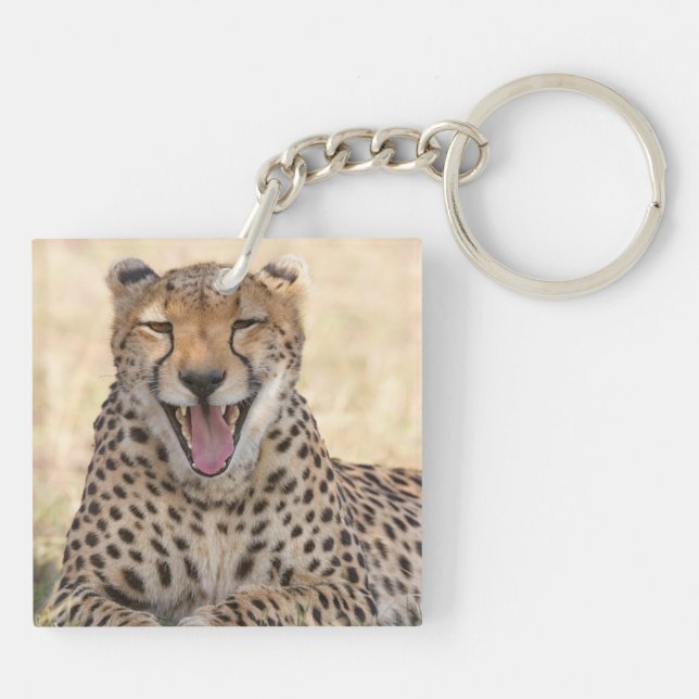Yawning Cheetah Keychain (Back)