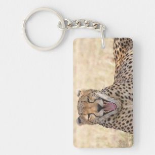 Yawning Cheetah Keychain