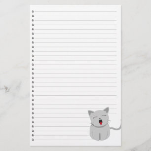 Yawning Kitty  Lined Stationery