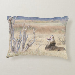 Yawning lion accent pillow