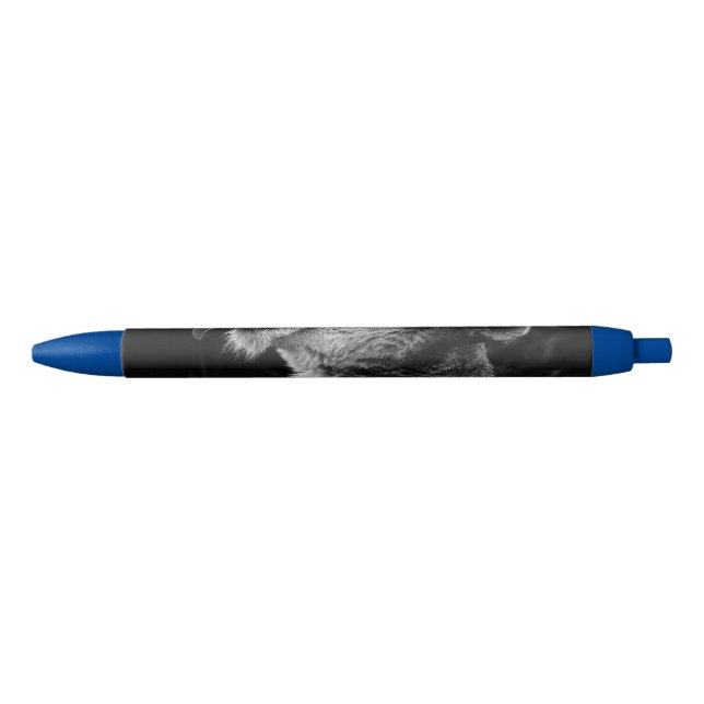 yawning lion black ink pen (Front)