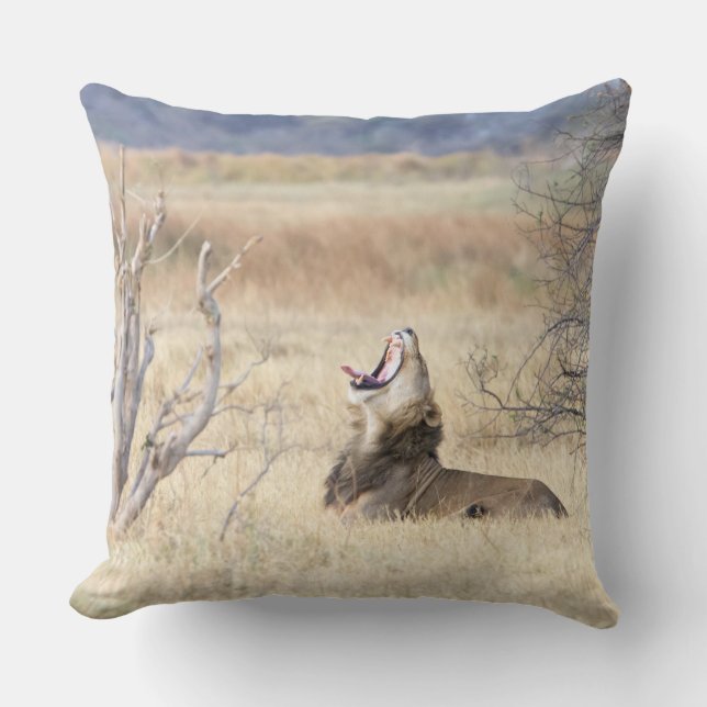 Yawning lion throw pillow (Front)