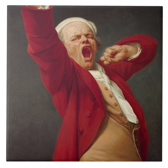 Yawning Man (Self-Portrait) (by Joseph Ducreux) Tile (Front)