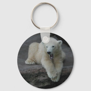 Yawning Polar bear cub Keychain