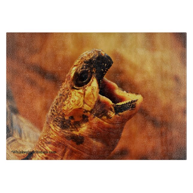 Yawning Radiated Tortoise Cutting Board (Front)