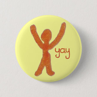 Yay Badge with Red Stick Man 2 Inch Round Button