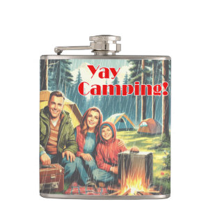 Yay Camping In The Rain Hip Flask