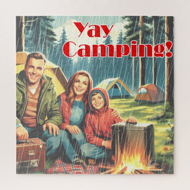 Yay Camping In The Rain Jigsaw Puzzle (Vertical)