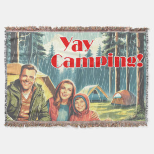 Yay Camping In The Rain Throw Blanket