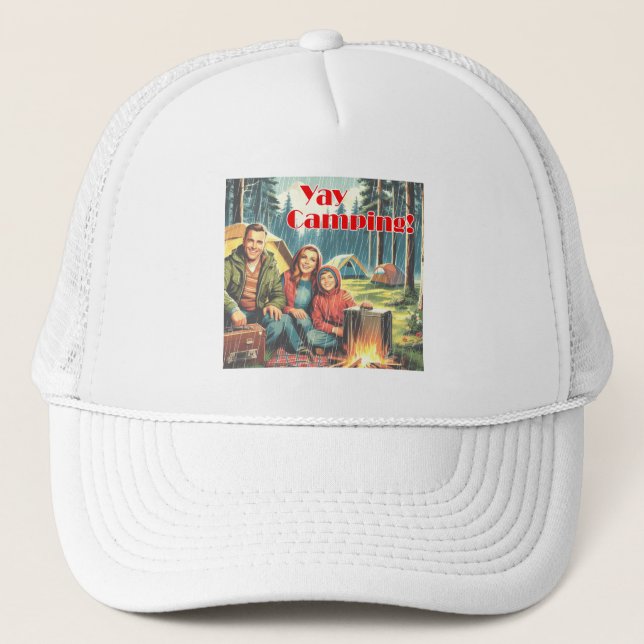 Yay Camping In The Rain Trucker Hat (Front)