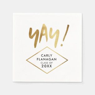 Yay! Fun Gold Graduation Celebration Party Napkin