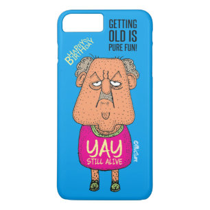 Yay, Still Alive - Grumpy old man blue cartoon Case-Mate iPhone Case