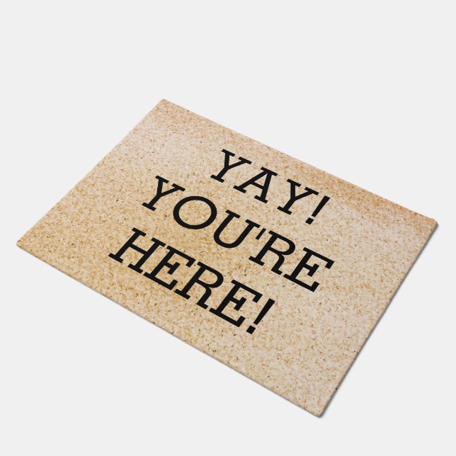 Yay You're Here Wedding Newlywed Gift Welcome  Doormat (Angled)