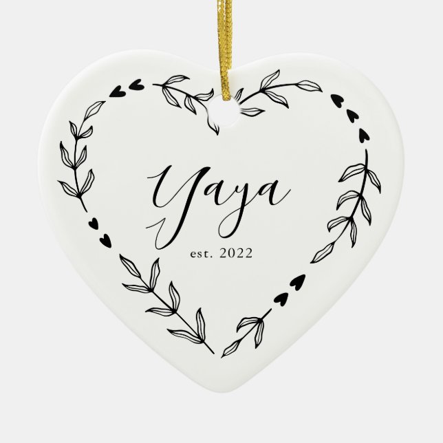 Yaya Année Est. Ornement en céramique de Noël (Devant)