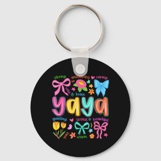 Yaya Bow Loved Beautiful Caring Funny Mothers Day Keychain
