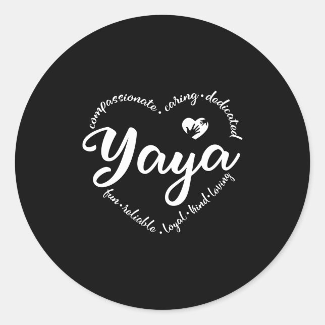Yaya, cute Yaya gift, heart with yaya Classic Round Sticker (Front)