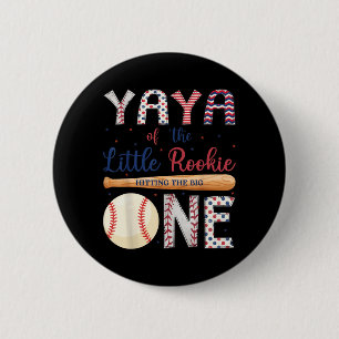 Yaya of One Little Rookie Baseball 1st Birthday 2 Inch Round Button