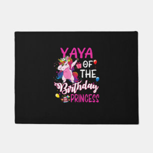 Yaya Of The Birthday Princess Unicorn Girl T-Shirt Doormat