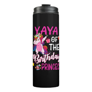 Yaya Of The Birthday Princess Unicorn Girl T-Shirt Thermal Tumbler