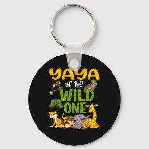 Yaya Of The Wild One Zoo Birthday Safari Jungle  Keychain