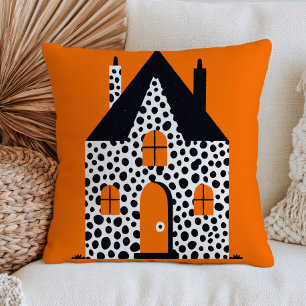 Yayoi Kusama Polka Dotted Haunted House Halloween Throw Pillow