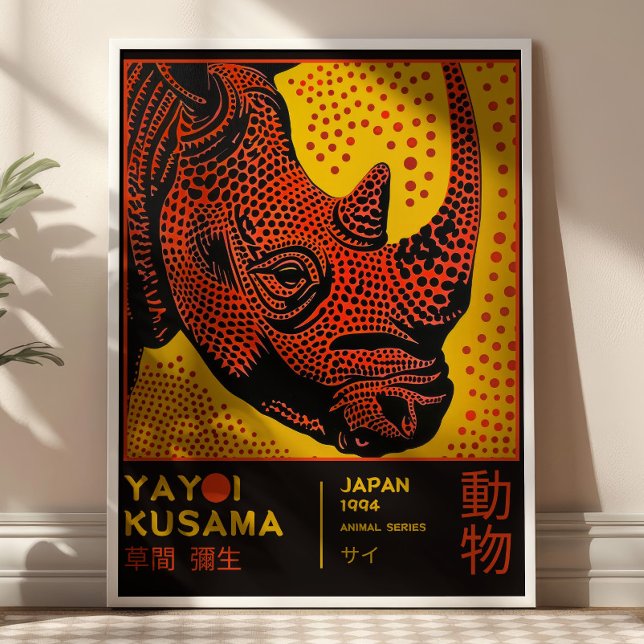 Yayoi Kusama Rhino Illustration Retro Exhibition Poster (Creator Uploaded)