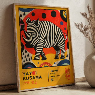 Yayoi Kusama Rhino Retro Japanese Art Exhibition Poster